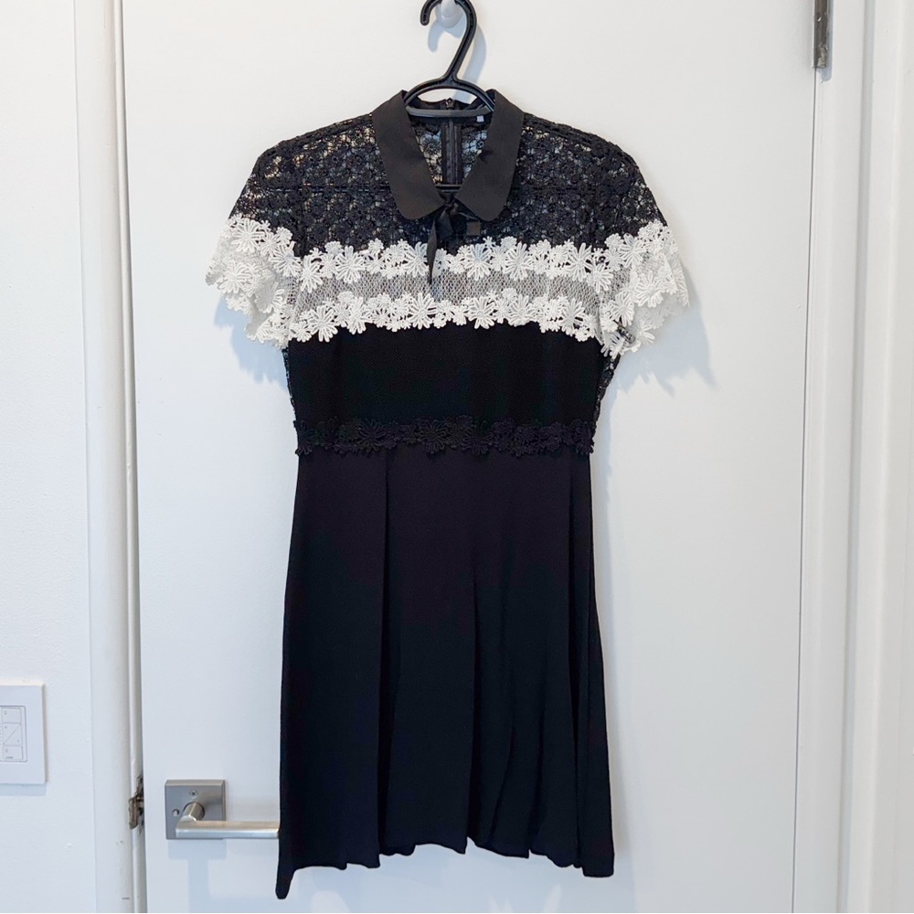 Sandro “Radia Noir” Two-Tone Black and White Lace Dress